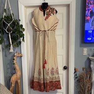 Embroidered Cream Maxi Dress